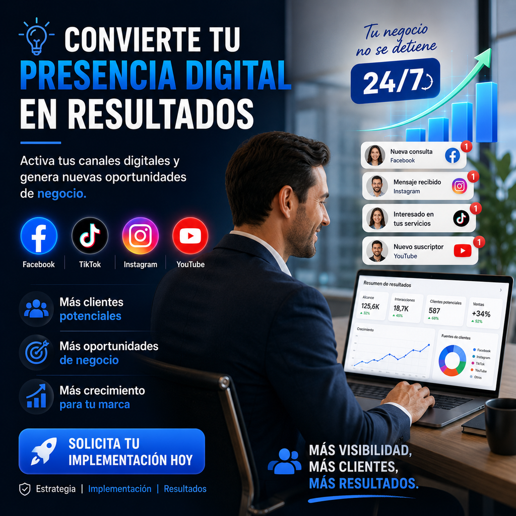 8. Activación Activos digitales en facebook, tiktok, instagram y youtube ( Implementación )
