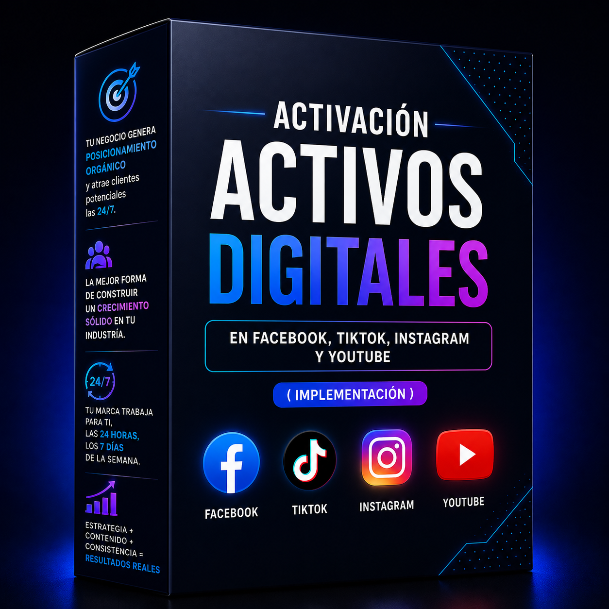 8. Activación Activos digitales en facebook, tiktok, instagram y youtube ( Implementación )